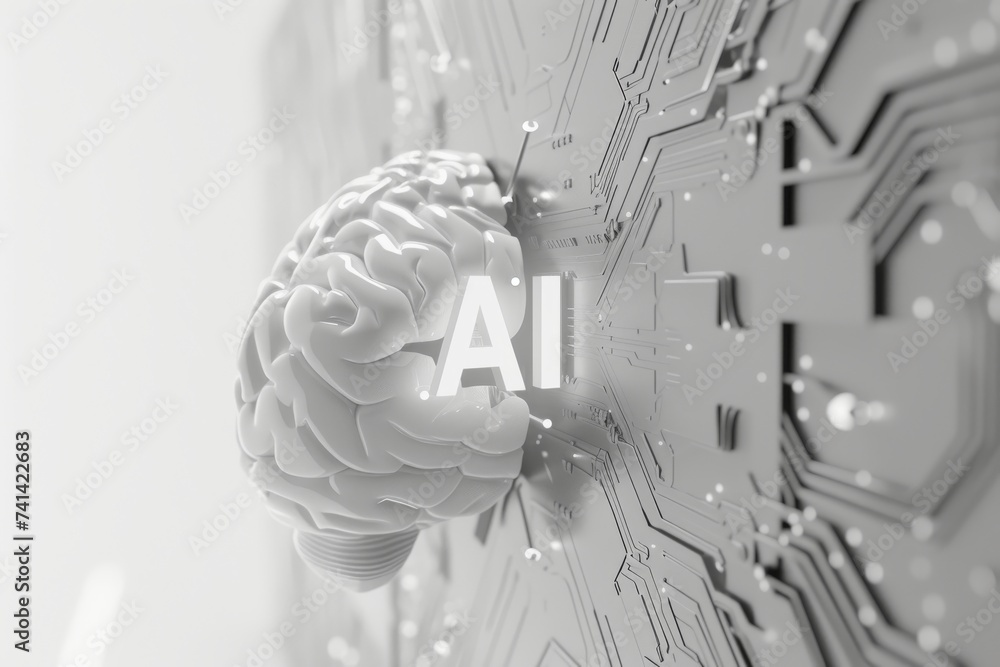 Poster ai brain chip neural network. artificial intelligence mental capacity building mind insight axon. se