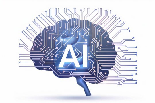 AI Brain Chip icon management. Artificial Intelligence lfp human brainstem mind circuit board. Neuronal network neon green smart computer processor online meetings