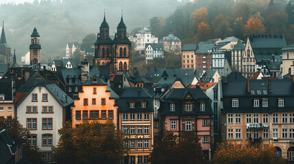 Village of Trier through Porto Nigra, Germany.
