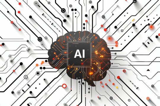 AI Brain Chip data management. Artificial Intelligence continuous deployment mind mental focus training axon. Semiconductor it consulting circuit board displayport