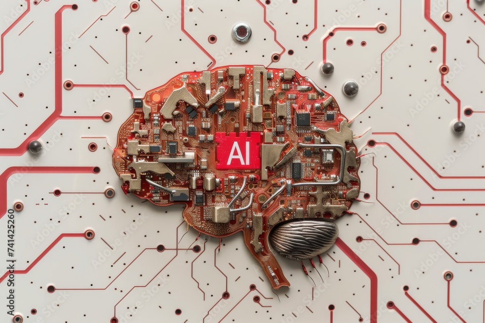 Poster ai brain chip wi fi adapter. artificial intelligence clinical neurology mind data restoration axon. 