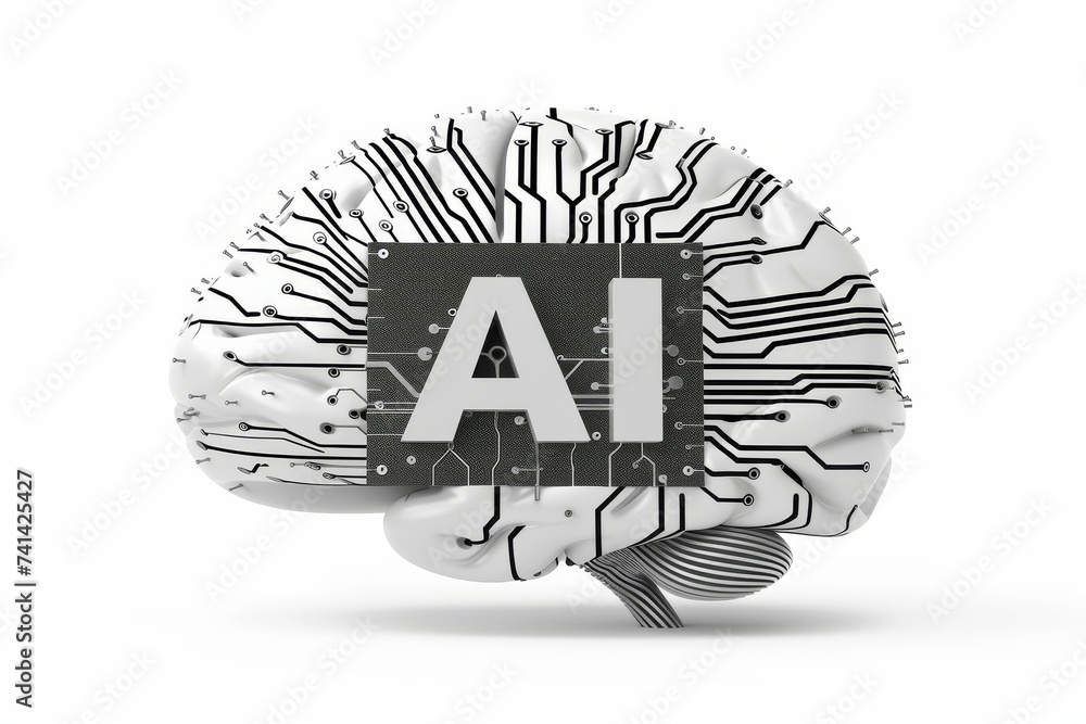 Poster ai brain chip neuronal plasticity. artificial intelligence blindness mind visionary philosopher axon