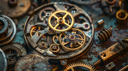 Fototapeta na wymiar Watchmaker repairing mechanical watches.