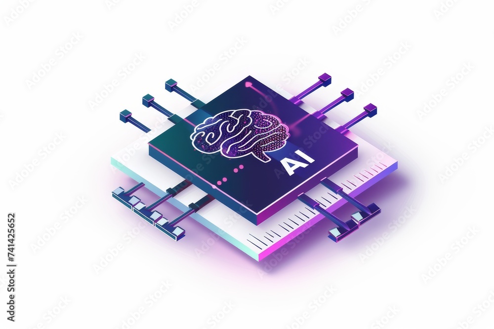 Poster ai brain chip right hemisphere. artificial intelligence reliability mind financial informatics axon.
