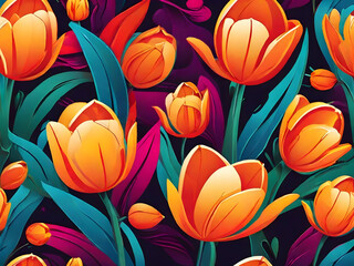 Vibrant Tulips Flower Vector Illustration with Delicate Petals and Botanical Beauty. Generative AI