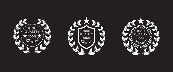 White and black  quality  badges set