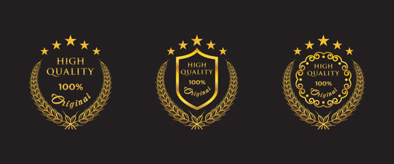 vector gradient golden luxury premium quality  badges set