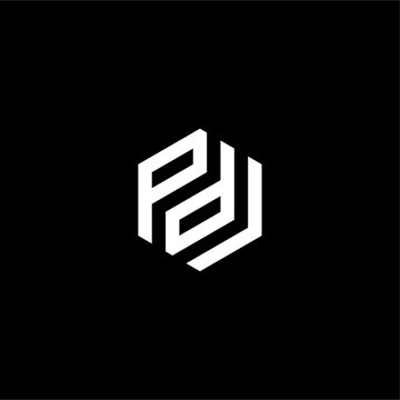 Unique Letter PDJ with hexagon logo concept vector