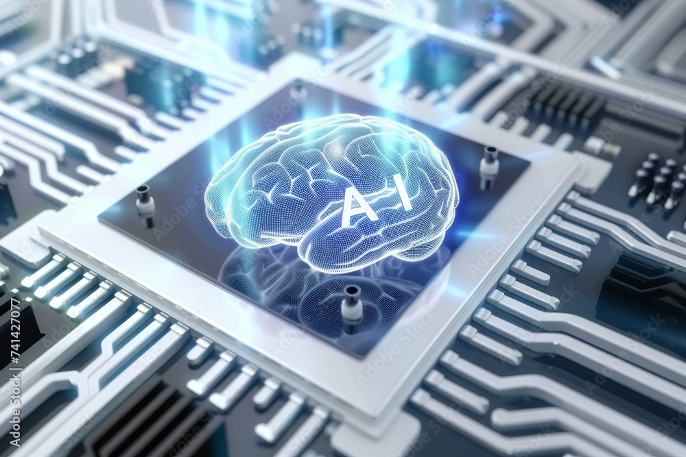 Aufkleber ai brain chip lobules. artificial intelligence nanorods mind server forensics axon. semiconductor qu