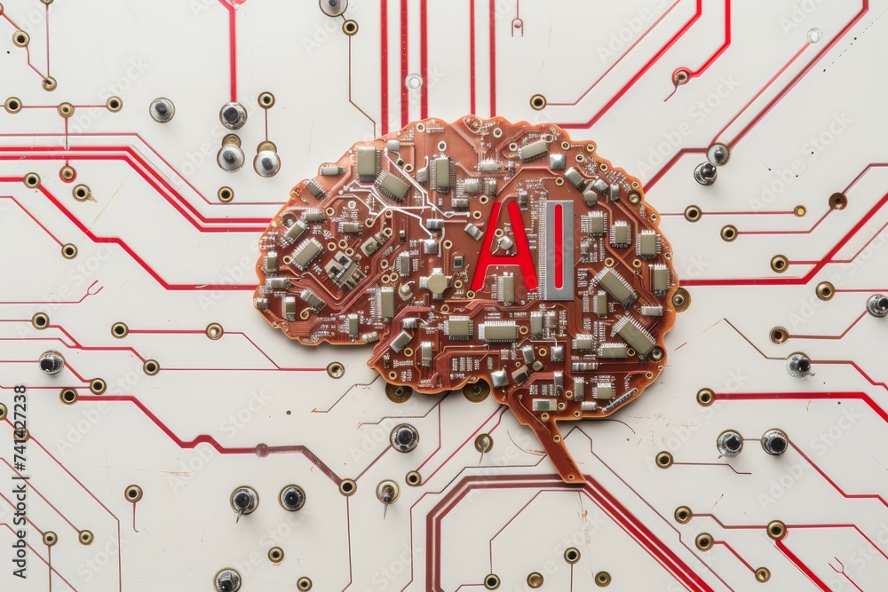 Poster ai brain chip health information system. artificial intelligence semiconductor manufacturing mind ai