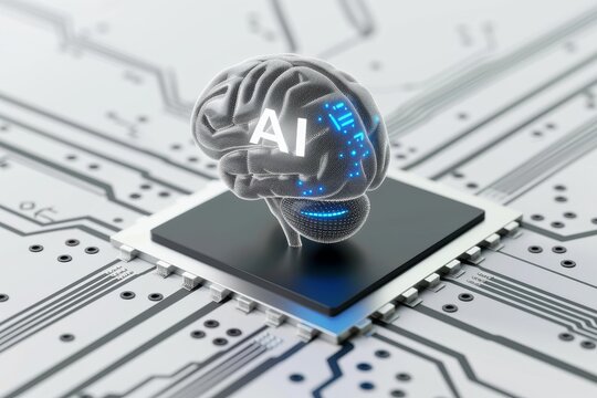AI Brain Chip ai workforce. Artificial Intelligence brain network abnormalities mind persuasion axon. Semiconductor quantum register circuit board image recognition