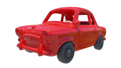 3D red toy car isolated