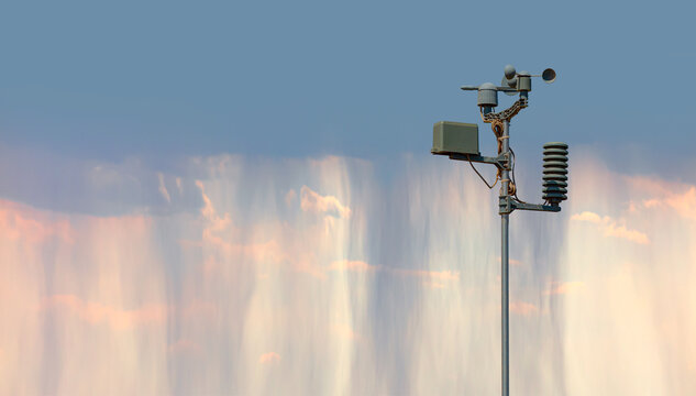 Weather station automatic measurement of weather parameters with Stormy sky