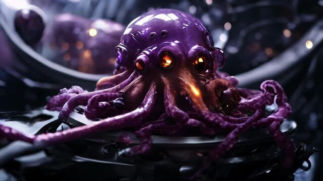 Alien cyborg octopus twist morph