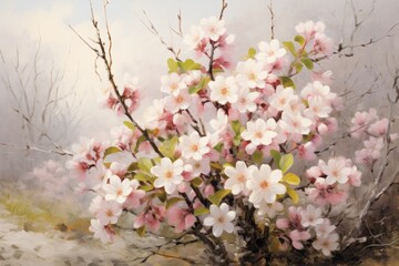 hello spring greeting card with flowers