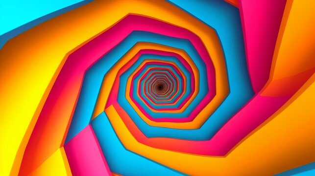 Vibrant optical illusion  colorful spiraling square moire pattern in whirling motion