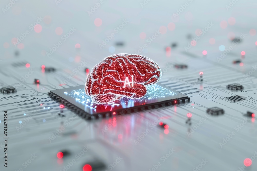 Aufkleber ai brain chip digital currency. artificial intelligence brainwave driven device mind occipital lobe 