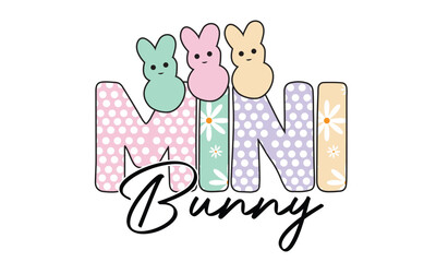 Mini Bunny Retro T-Shirt Sublimation Design