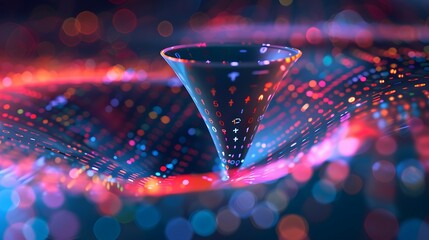 Colorful Abstract Background with Cone Shaped Object for Marketing Funnel Infographic