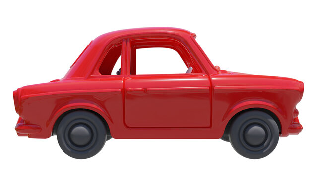 3D red toy car isolated rendering