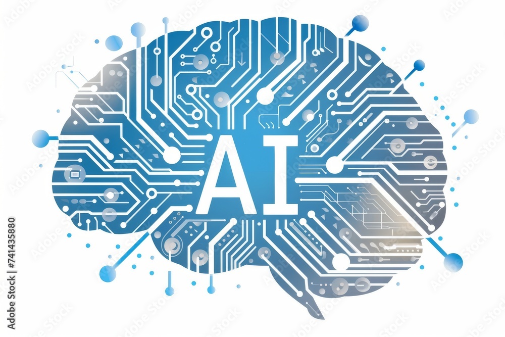 Aufkleber ai brain chip multipolar neurons. artificial intelligence cache line mind quantum hardware axon. sem