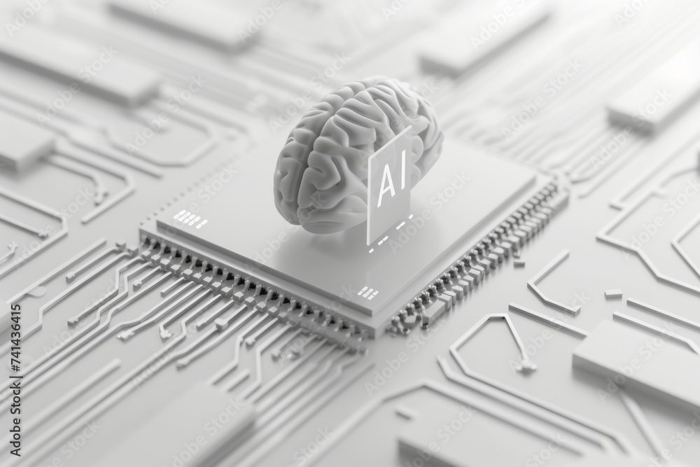 Poster ai brain chip virtual private network. artificial intelligence statistical process control mind visu