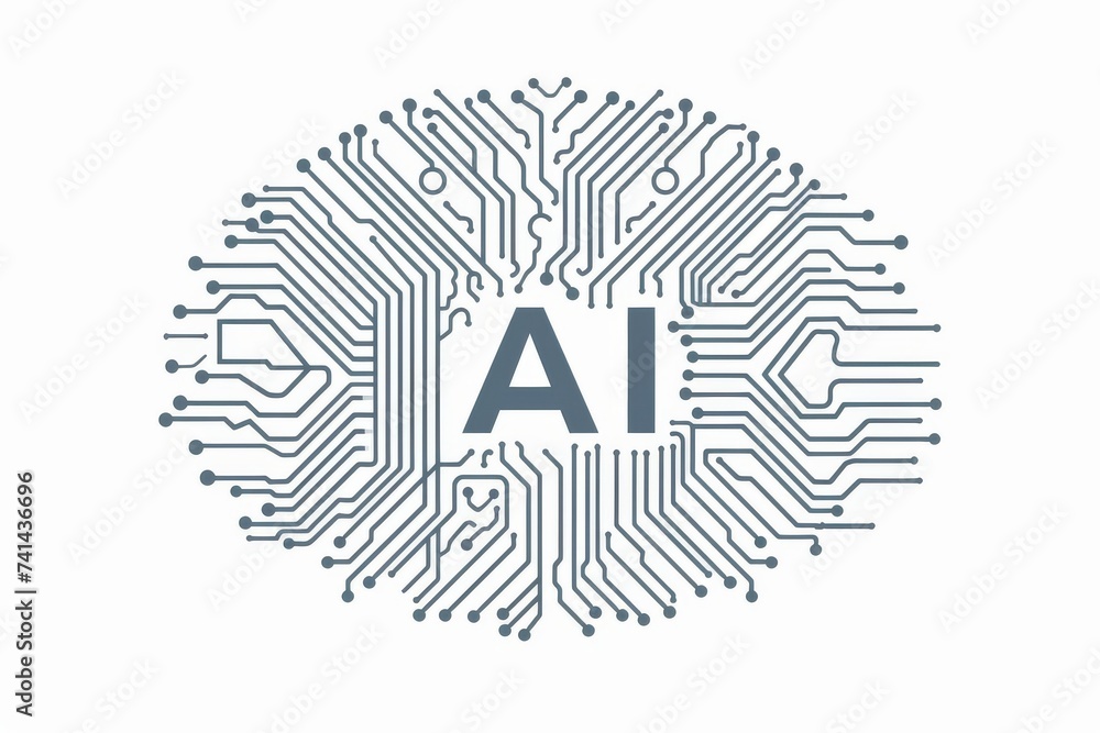 Poster ai brain chip heterojunction laser. artificial intelligence network dynamics mind laser axon. semico