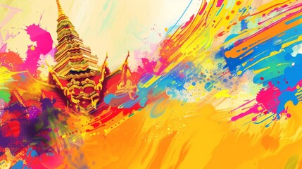 Songkran Festival poster. Traditional New year in Thailand.