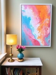 Colorful Swirls - Abstract Acrylic Pour Canvases: Framed Landscape Print for Your Stunning Gallery Wall