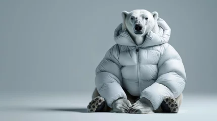 Türaufkleber Polar bear in a down jacket © cherezoff