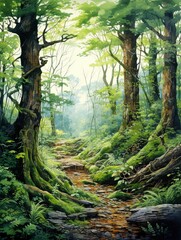 Obraz premium Forest Frames: Enchanting Wooded Scenes - Atmospheric Landscape Print