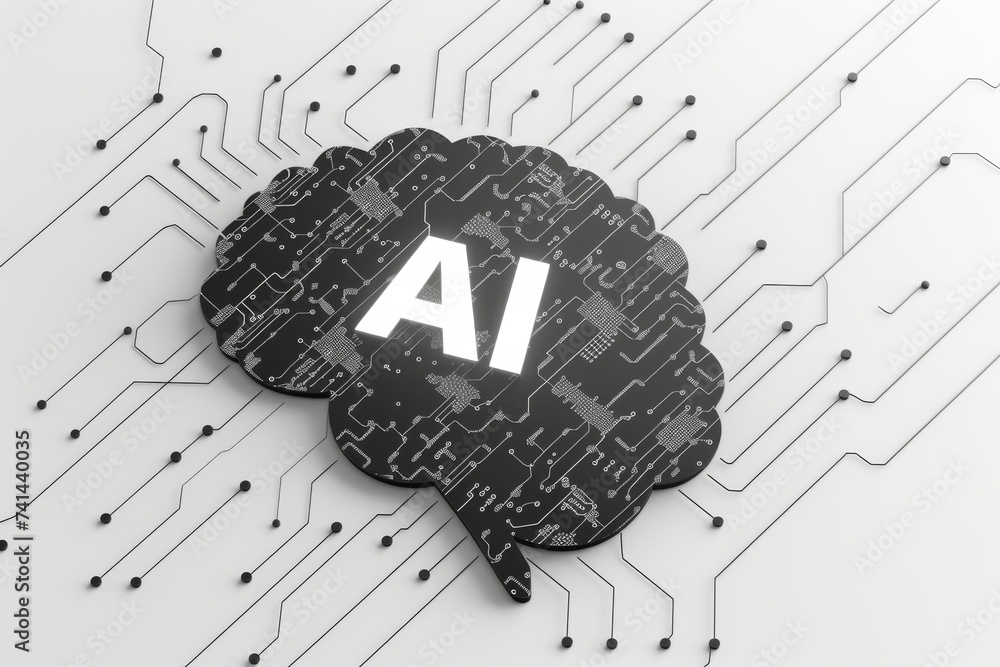 Poster ai brain chip die. artificial intelligence brain inspired computing research mind substance b axon. 