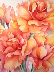 Blossoming Petals: Golden Hour Bloom Watercolor Floral Paintings