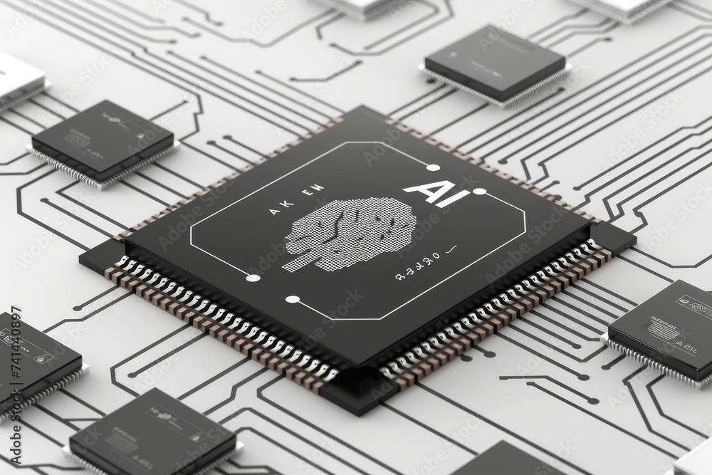 Poster ai brain chip morality. artificial intelligence brain computer interface training mind healthtech co