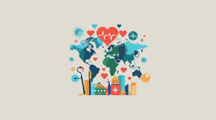 Promoting global health flat design world health day graphics