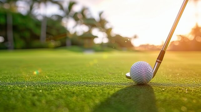Capturing the precision and skill of a golfer s club striking the ball in a close up shot.