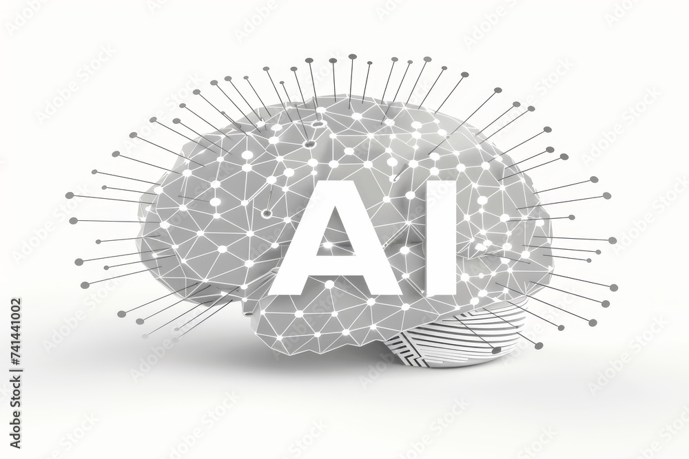 Poster ai brain chip brainstem. artificial intelligence synapses mind nanoscale manufacturing axon. semicon