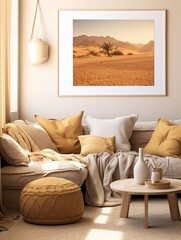 Bohemian Desert Landscape Prints: Sunlit Dunes of Desert Gold