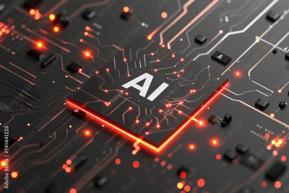Poster ai brain chip image quality ct. artificial intelligence semiconductor mind photolithography axon. se