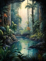 Fototapeta premium Bohemian Desert Landscape Prints: Unexpected Oasis Encounters in Rainforest Serenity