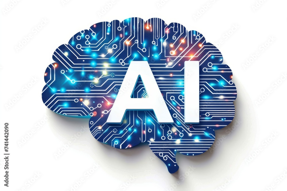 Poster ai brain chip neurological disorders. artificial intelligence endorphins mind robotics axon. semicon