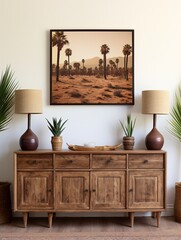 Desert Trees and Oasis Palms: Bohemian Landscape Tree Line Art Print