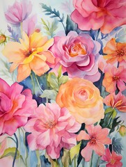 Botanical Wall Art: Vibrant Watercolor Floral Impressions