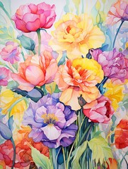 Botanical Wall Art: Vibrant Watercolor Floral Paintings & Impressionist Blooms Richness