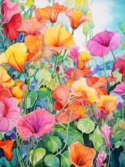 Fototapeta na wymiar Vibrant Watercolor Floral Paintings - Botanical Wall Art by Nature's Artistry