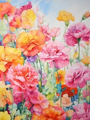 Botanical Blooms: Vibrant Watercolor Florals - Impressionist Wall Art