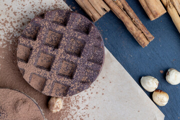 sweet chocolate with cocoa and nuts and other ingredients