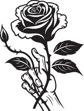 Ashen Affection Skeleton Hand Holding a Withered Rose