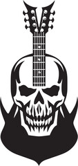 Fototapeta na wymiar Cadaverous Cadence Skeleton Head Guitar Melodies