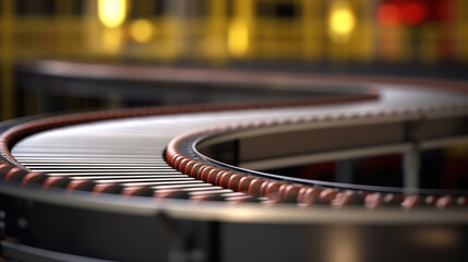 Empty conveyor belt in factory